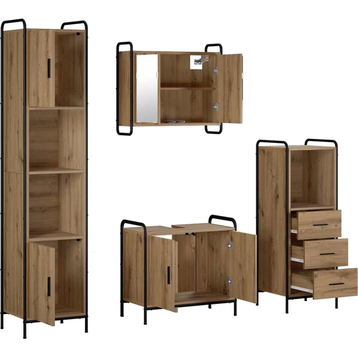 vidaXL Badezimmerschrank-Set 4 stk. Artisan-Eiche 40 x 36 x 181 cm 3444620 – Bild 7