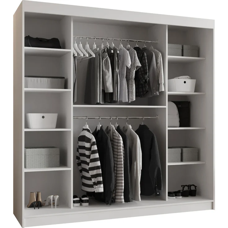 Kleiderschrank Waluri 200 cm (Farbe: Weiß, ohne Schubladen) – Bild 4