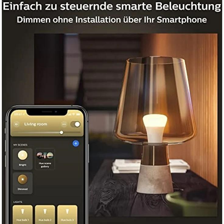 Philips Hue White E27 Lampe 4 Pack 4x1055lm, dimmbar, warmweißes Licht, steuerbar via App, kompatibel mit Amazon Alexa (Echo, Echo Dot) – Bild 7