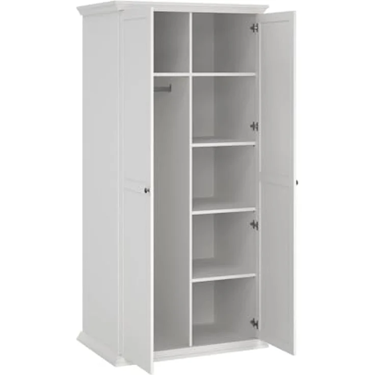 Dmora - Kleiderschrank 2 Türen Daphne, Schlafzimmermöbel, Schrank, Garderobe, 96x63 h200 cm, Weiß – Bild 7