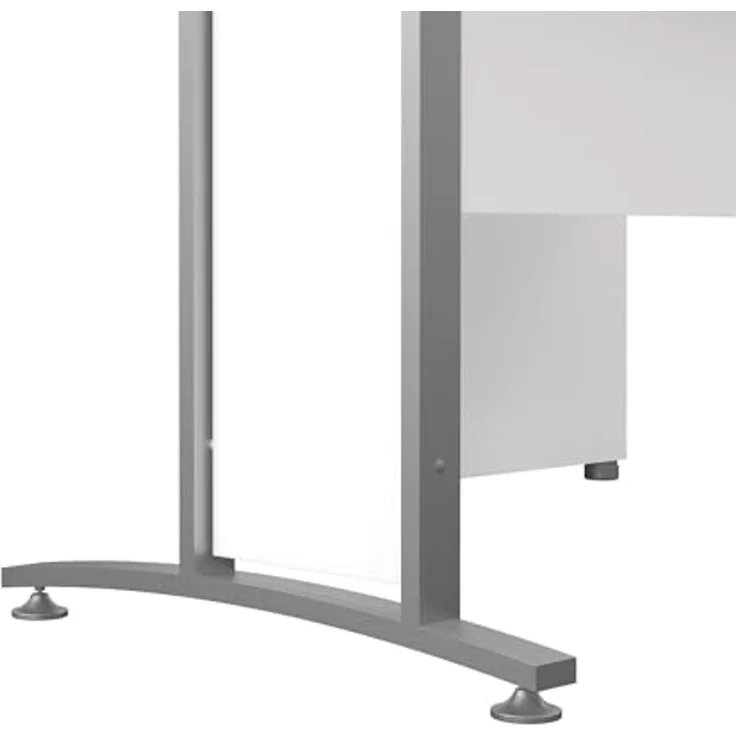 Dmora - Schreibtisch Sidonia, Mehrzweckschreibtisch, Bürotisch für PC, Eckschreibtisch, 159x150 h75 cm, Weiß und Grau – Bild 7