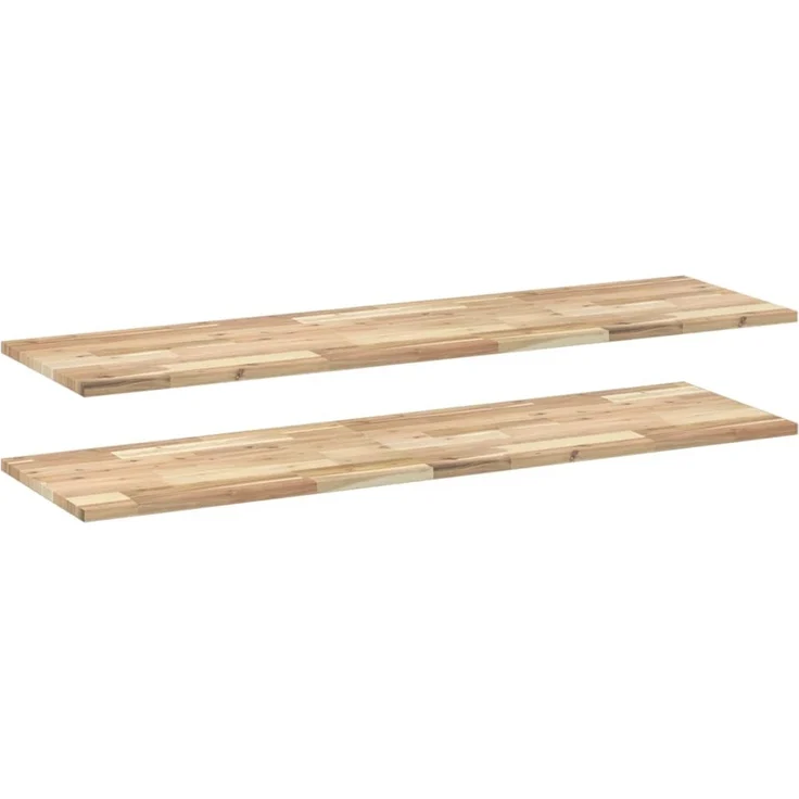 Schweberegal 2 pcs, Bücherregal Wand, Wandregal 140x40x2 cm Massivholz Akazie Unbehandelt – Bild 2