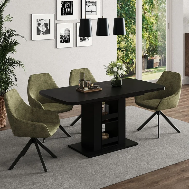 Esstisch Fenaro Schwarz 120 x 80 cm Vicco – Bild 3