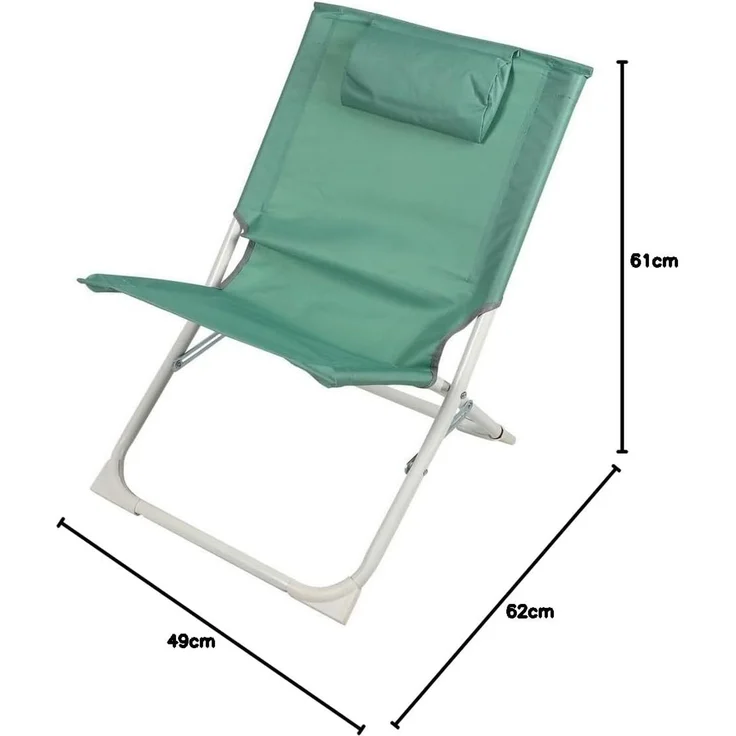 Sunnydays 49 x 62 x 61 cm Strandstuhl mit integriertem Kissen Strandhocker Campingstuhl Klappstuhl Faltstuhl – Bild 2