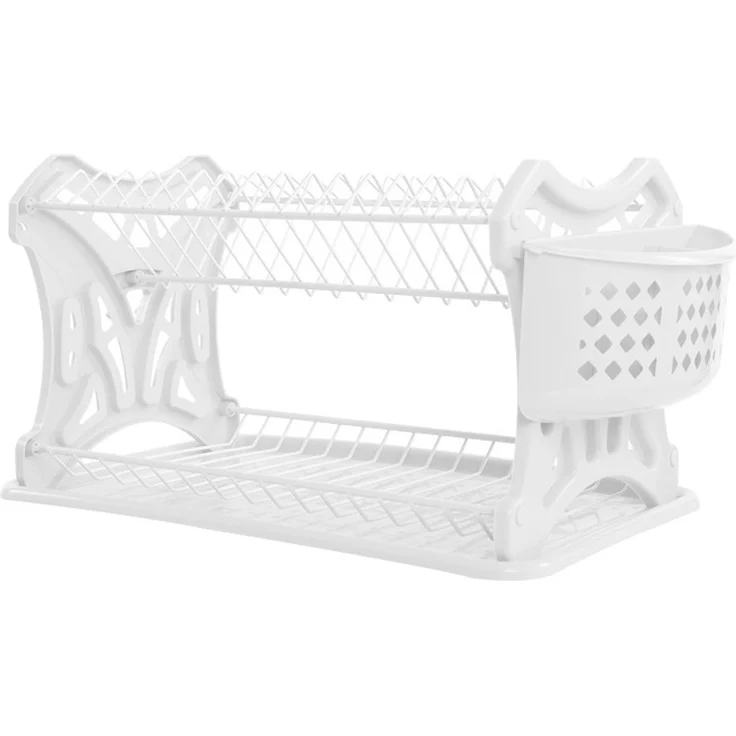 DanDiBo Abtropfgestell Geschirr 2 Etagen Weiß Abtropfständer PK52 Abtropfkorb Abtropfgitter Abtropfschale Tellertrockner mit Untersetzer und Besteckkorb – Bild 5