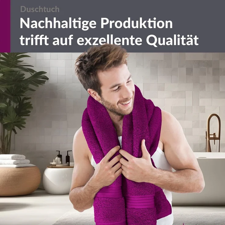 Lashuma Duschtuch Linz, Frottee (1-St), Hochwertiges Duschhandtuch Lila 70x140 cm – Bild 7