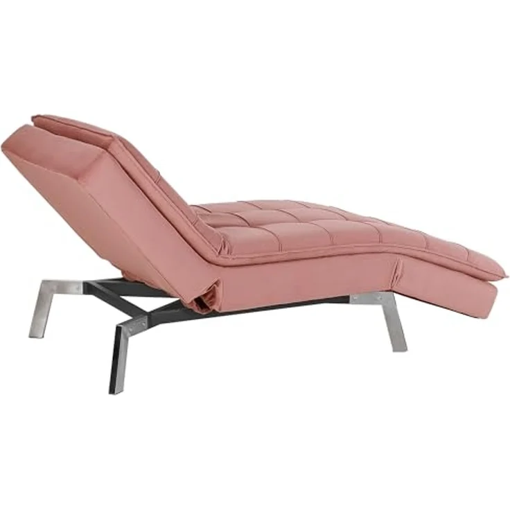 Chaiselongue Samtstoff rosa verstellbar LOIRET – Bild 5