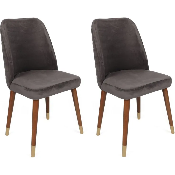 Skye Decor 'Hugo-381 V2' Stuhlset (2-teilig), Anthrazit / Walnuss, 50 x 90 x 49 cm