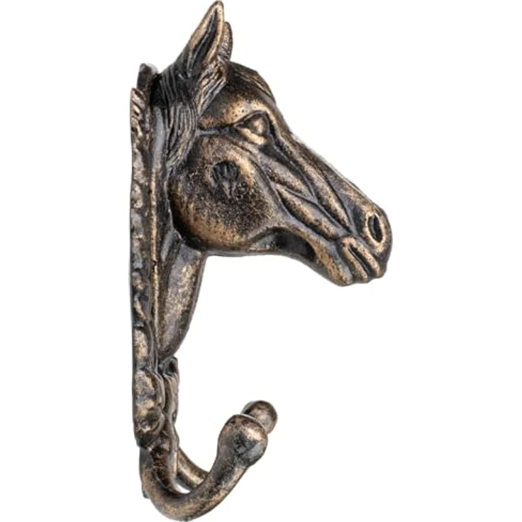 Rustikaler Wandhaken Kleiderhaken Pferdekopf Antik-Look - Haken aus massivem Material für Jacken, Handtücher & Schlüssel - Maße: 16 x 11,5 x 8 cm - Dekorativer Garderobenhaken – Bild 6