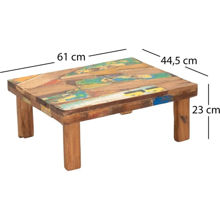 CREEDWOOD Couchtisch NIEDRIGER BEISTELLTISCH "MIX", Recyclingholz, Blumenhocker bunt – Bild 2