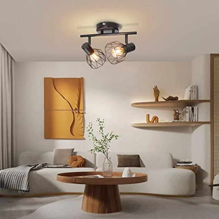 Dehobo Led Deckenstrahler Schwenkbar 350°, Deckenleuchte E14 2 Flammig Schwarz, Spotleuchte Wand, Deckenlampe Spots Led, LED Wandstrahler für Küche, Wohnzimmer, Schlafzimmer, Nein E14 Leuchtmittel – Bild 10