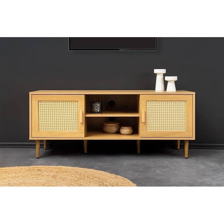 riess-ambiente Lowboard VIENNA 120cm natur-Wiener Geflecht, Rattan, Holz-Optik, Stauraum, Boho (Einzelartikel, 1 St), TV-Board mit Kabelöffnung - ideal f. Ess-, Arbeits-, Wohnzimmer & Flur – Bild 4