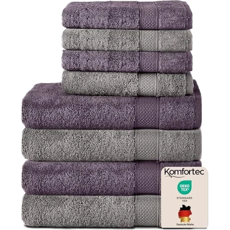 Komfortec Handtuch Set 100% Baumwolle, 4 Badetücher 70x140 und 4 Handtücher 50x100 cm, Frottee (Packung, 8-St), Badehandtuch & XXL Saunatuch, Weich, Towel, Groß – Bild 1