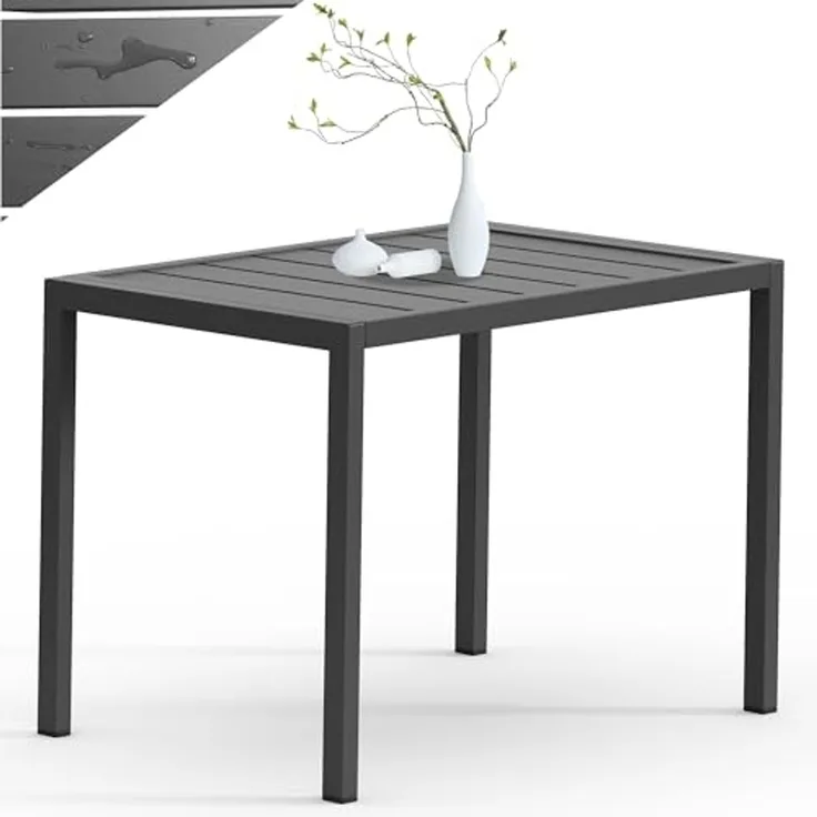 Mucola Gartentisch Aluminium Beistell Balkontisch rechteckig wetterfest Anthrazit Tisch Outdoor hitze- und wetterbeständig Terrassentisch