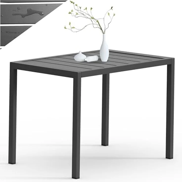 Mucola Gartentisch Aluminium Beistell Balkontisch rechteckig wetterfest Anthrazit Tisch Outdoor hitze- und wetterbeständig Terrassentisch – Bild 1