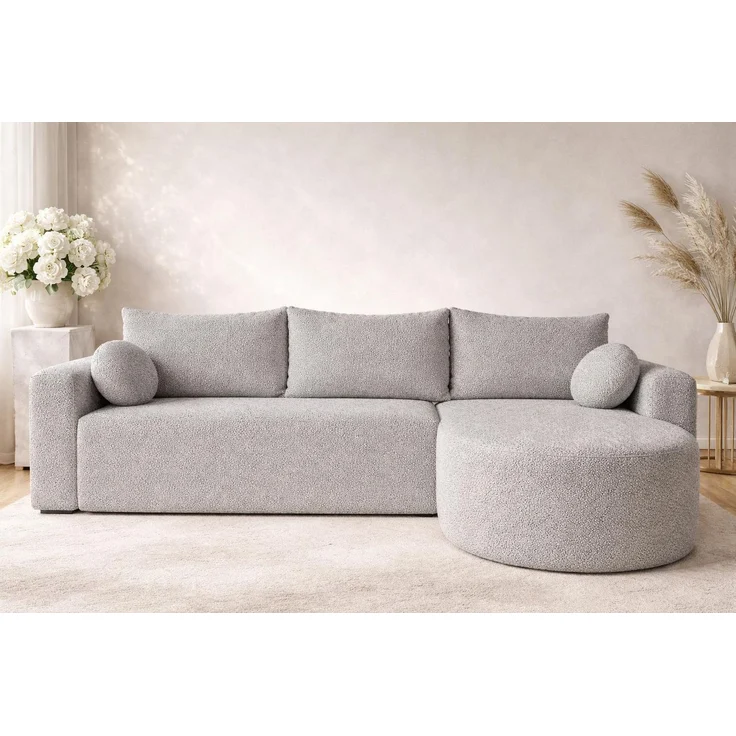 KRISAN MÖBEL Ecksofa GLOW in Hellgrau Stoff QUELLE 255 x 75 x 182 cm Modernes Design trifft auf höchsten Komfort – Bild 4