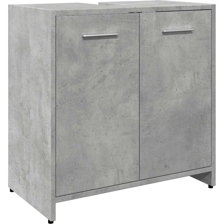 Waschbeckenunterschrank, Badschrank, Unterschrank Betongrau 60 x 33 x 60 cm Holzwerkstoff j74p – Bild 1