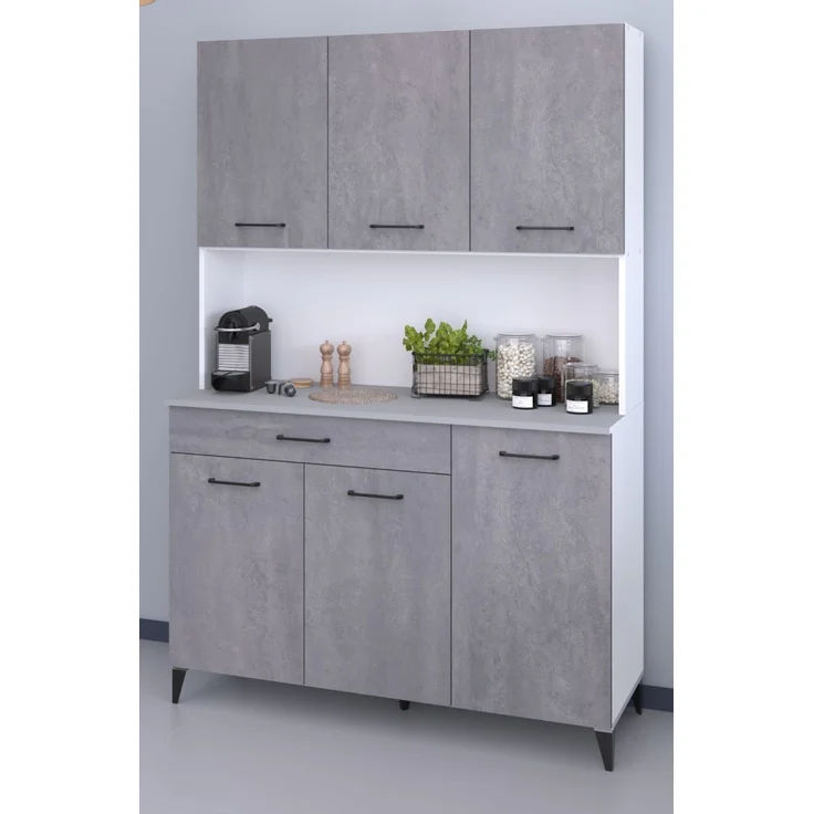 Parisot Küchenschrank Set 2-tlg. Malice in Beton grau und weiß – Bild 2