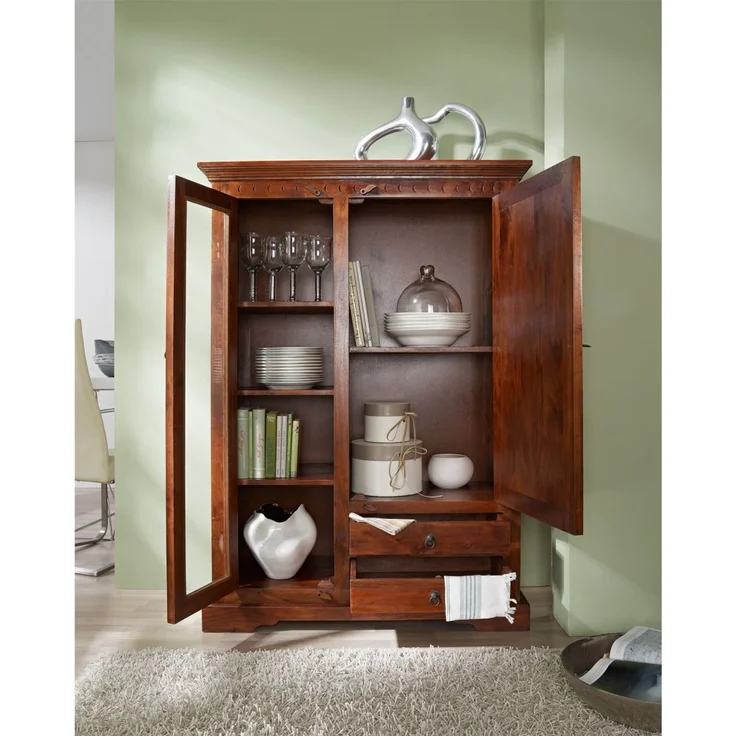 Vitrine Akazie 110x45x155 nougat lackiert OXFORD #425 – Bild 2