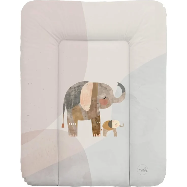 Ceba Baby® weiche Wickelauflage 50x70 cm - Baby Wickelunterlage - Wickeltischauflage für Junge und Mädchen - Wasserdicht, abwaschbar - OEKO-TEX® Standard 100 - Made in EU - Elefantenfamilie – Bild 1