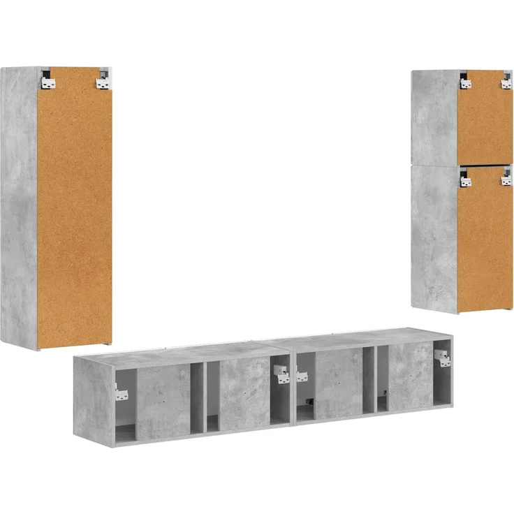 vidaXL TV-Schrankset Wandmontiert 4 pcs Beton Grau Holzwerkstoff 3409036 – Bild 10