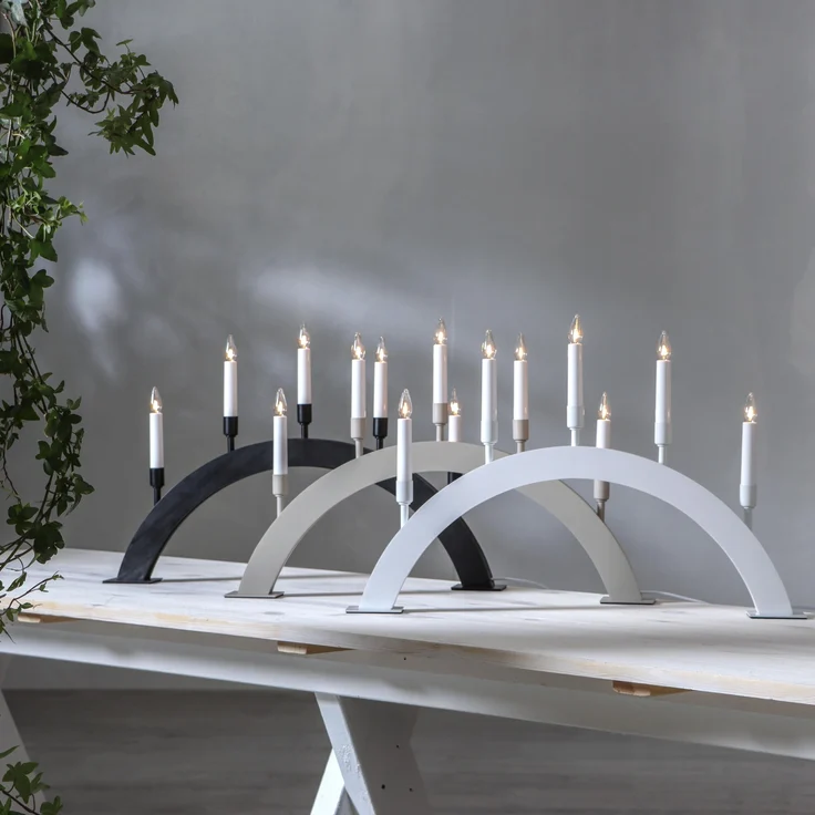 Lichterbogen ,Vind', 5-flammig, Materialmix, weiß – Bild 5