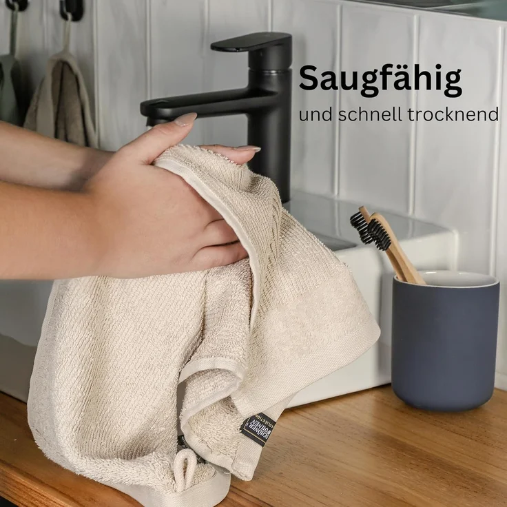 SCHÖNER WOHNEN-Kollektion Handtücher Sense, Frottee (2-St), mit Velourborte, hautschmeichelnde Airtouch Qualität, super weich – Bild 5