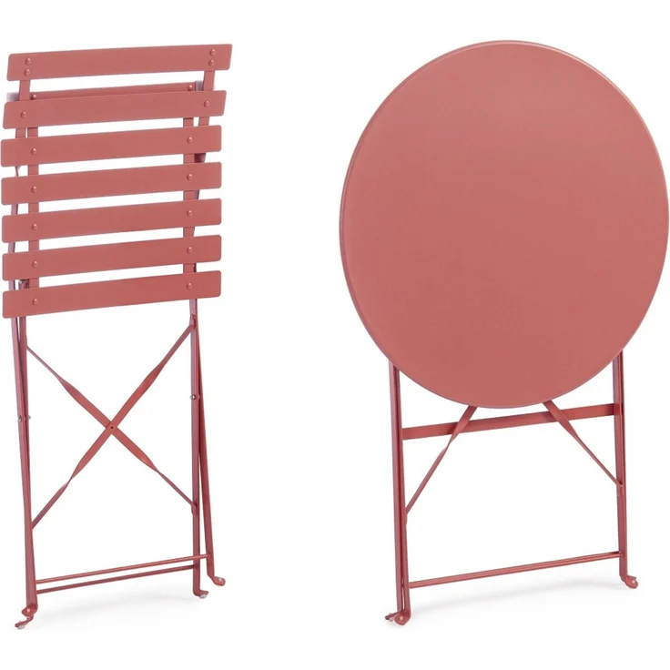 Garten-Set Austin Metall, klassisch klappbar, Terrakotta, Stühle und Tisch für draußen – Bild 2