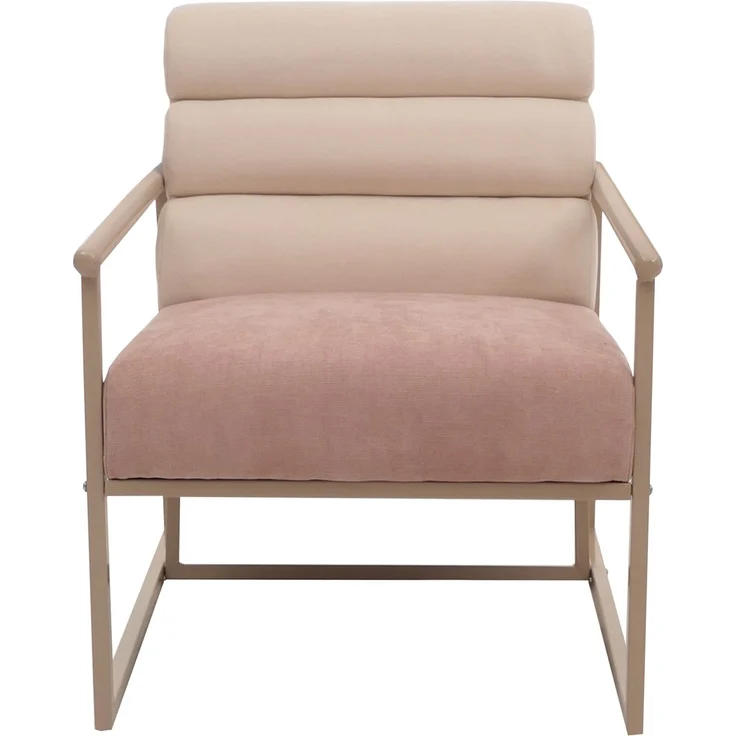 Lounge-Sessel HWC-O38, Cocktail-/Polstersessel Clubsessel, Stoff/Textil (420 g/m²) Metall MVG ~ beige, Polster rosé – Bild 5