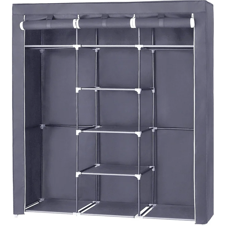 Songmics 'RYG12G' Stoffschrank mit 2 Kleiderstangen, grau,175 x 150 x 45 cm – Bild 1