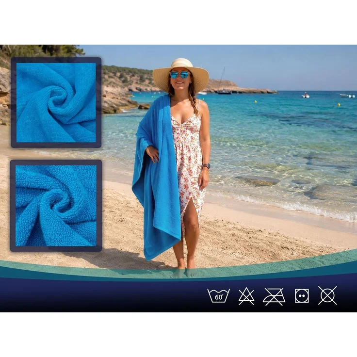 ZOLLNER Strandlaken, 100% Baumwolle, 100x200 cm, türkis – Bild 4