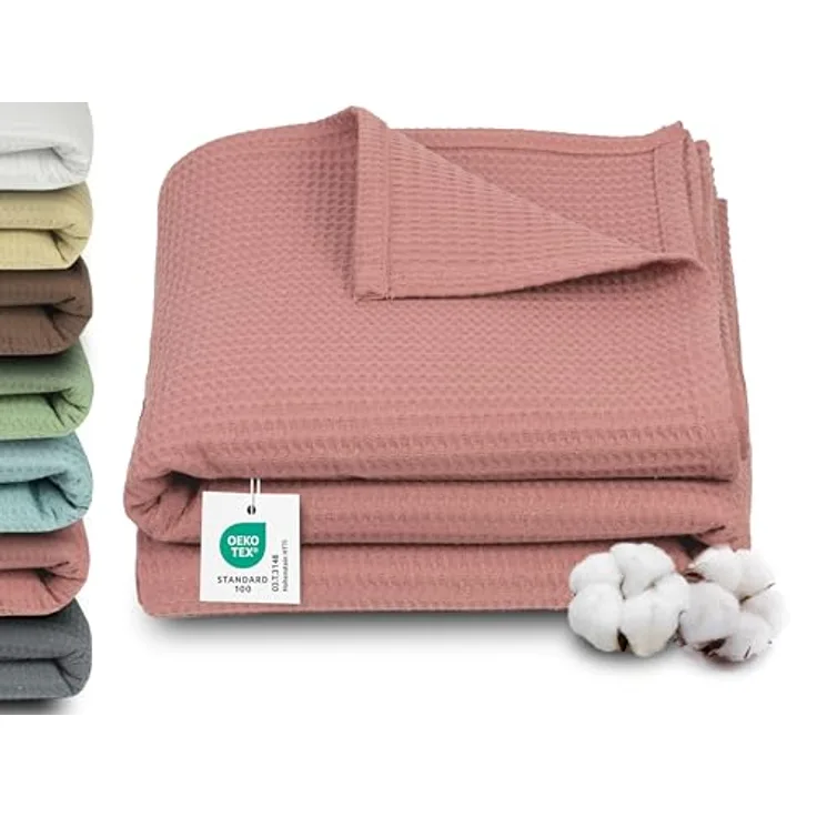Zollner Kuscheldecke Altrosa, 150x200 cm, 100% Baumwolle, Oeko-Tex® Standard 100, schnell trocknend, waschbar bis 60°C