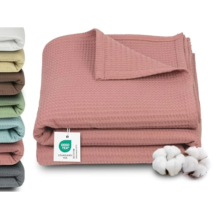 Zollner Kuscheldecke Altrosa, 150x200 cm, 100% Baumwolle, Oeko-Tex® Standard 100, schnell trocknend, waschbar bis 60°C – Bild 1