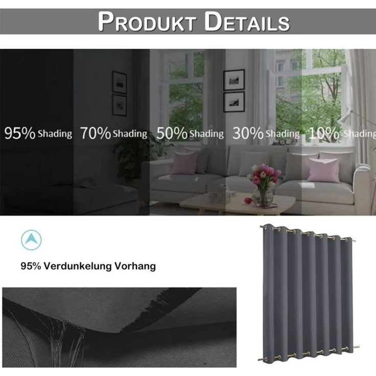 BTTO V&G Vorhang Outdoor Vorhänge,Winddicht Outdoor Gardinen mit Ösen Oben und Unten, Wasserdicht – Bild 4