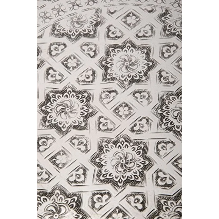 Marrakesch Orient & Mediterran Interior Tablett Orientalisches rundes Tablett aus Messing versilbert Nadia, Handarbeit – Bild 3