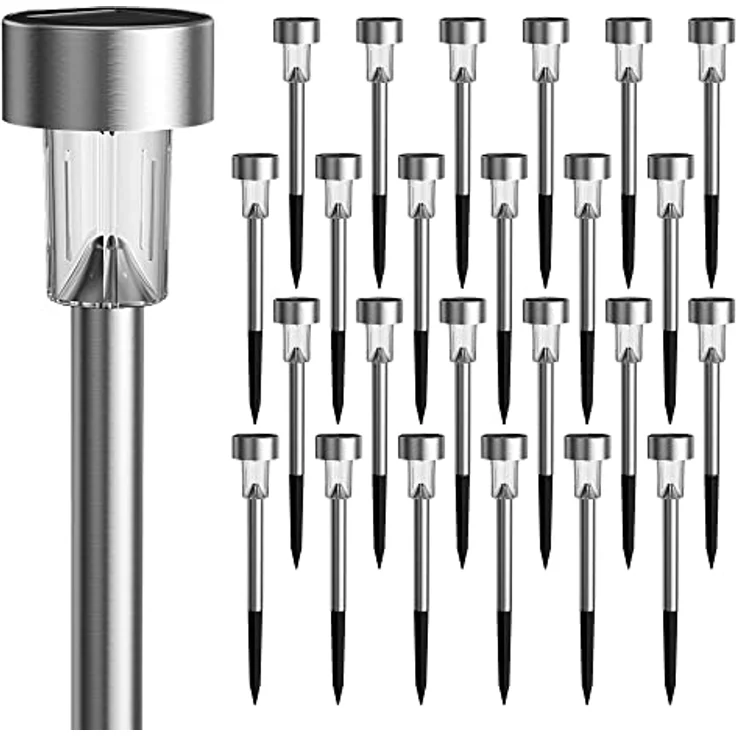 GIGALUMI Solarlampen für außen, Solarleuchten für Garten, 24 Stück, wasserdichte Solar Gartenleuchten für außen Garten, Balkon, Terrasse, Rasen, Wege (kaltweißen) – Bild 2