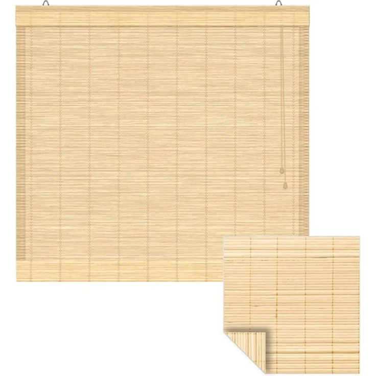 Victoria M. Raffrollo Bambus-Raffrollo, 40 x 130 cm, natur, mit Hakenaufhängung, ohne Bohren, freihängend, zum Schrauben, Bambus – Bild 1