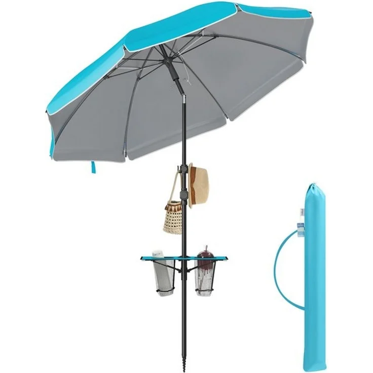 SONGMICS Sonnenschirm, Strandschirm, Sonnenschutz UPF 50+, Ablagefläche, ∅200 cm – Bild 4