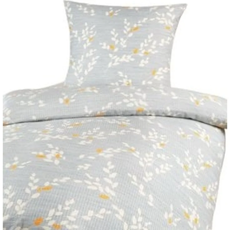 soma Bettwäsche Seersucker135x200 80x80 Zweige grau gold sale Geschenk, Microfaser Seersucker, 2 teilig, Ideal für Frühling Sommer Reißverschluss absolut bügelfrei ganzjährig – Bild 6