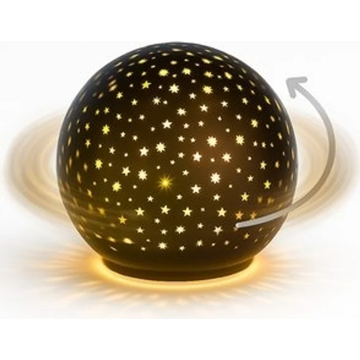 formano LED Deko-Kugel Drehend Schwarz - 15cm Glaskugel Timer 6h/18h Weihnachten Deko - mattes Farbglas und winterlichen Sterne-Dekor - Herbst Winter Weihnachtsdeko für Tisch Regal Fensterbank – Bild 6
