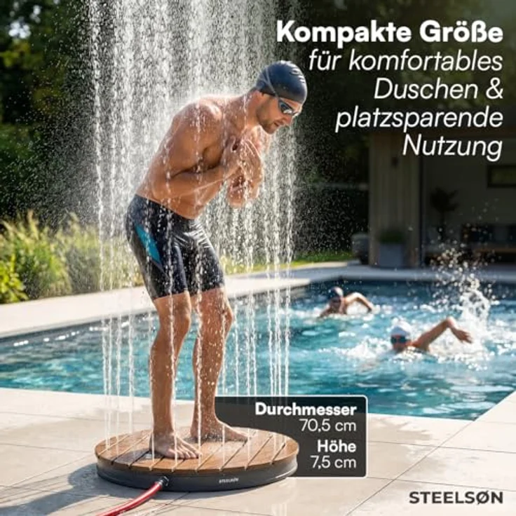 STEELSØN 'Samaya' Bodendusche rund, Gartendusche braun/grau, Campingdusche wetterfest, Saunadusche, Fontänenhöhe bis zu 4m, inkl. Fußrad – Bild 10