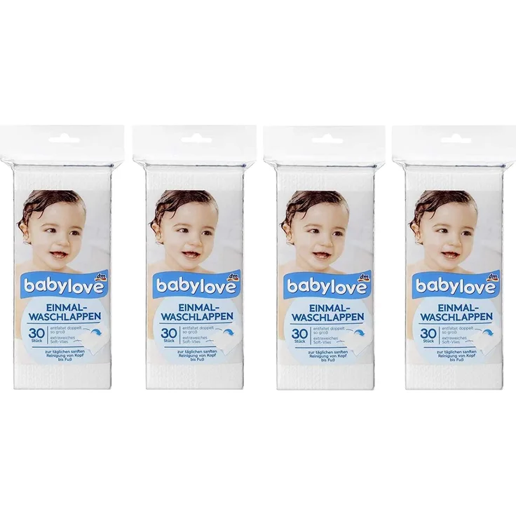 babylove Einmal-Waschlappen, 4er Pack (4 x 30 St)