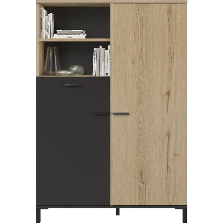 Calicosy Aufbewahrung oben 1 Schublade und 2 Türen H150 cm - TRUST - Braun – Bild 8