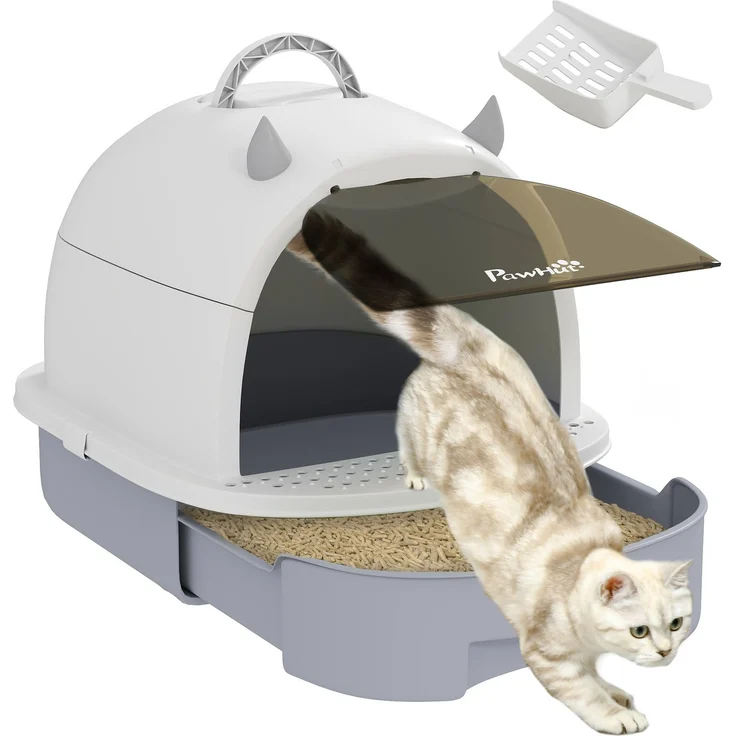 PawHut Katzenklo, Kunststoff, Grau, 40,5L x 52B x 39H cm – Bild 1