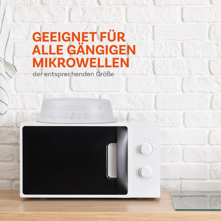 Mikrowellenabdeckung Ø26 x 7cm, Geschirhülle für die Mikrowelle - Mikrowellenhaube, Spritzschutz, Mikrowellendeckel transparent – Bild 7