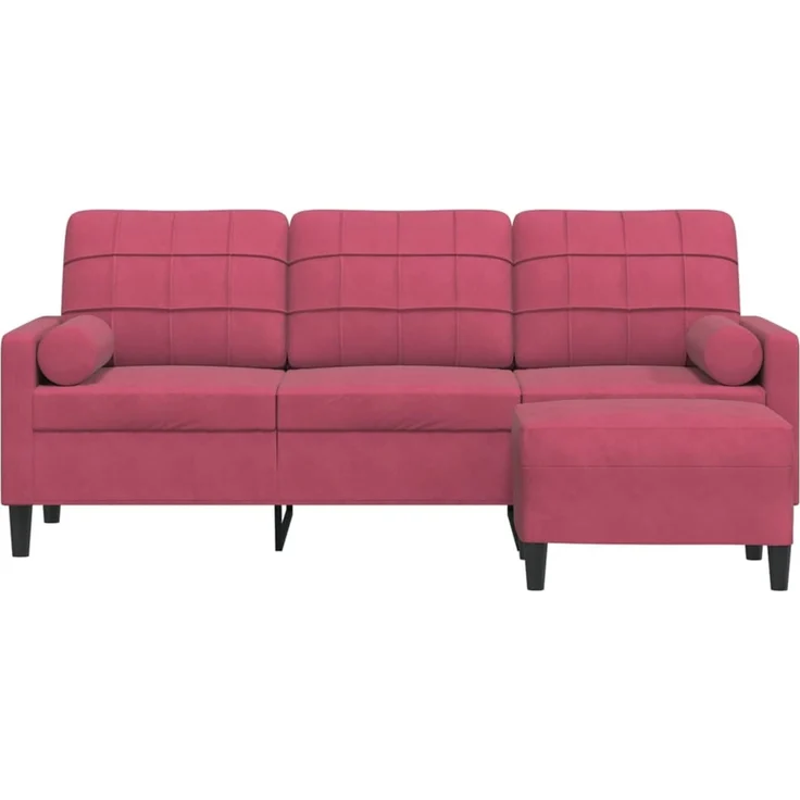 vidaXL 3-Sitzer-Sofa mit Hocker Weinrot 180 cm Samt 3278271 – Bild 3