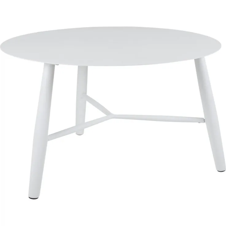 Gartencouchtisch Vannes aus Aluminium, modern rund, weiß, Ø 75 cm, pulverbeschichtet