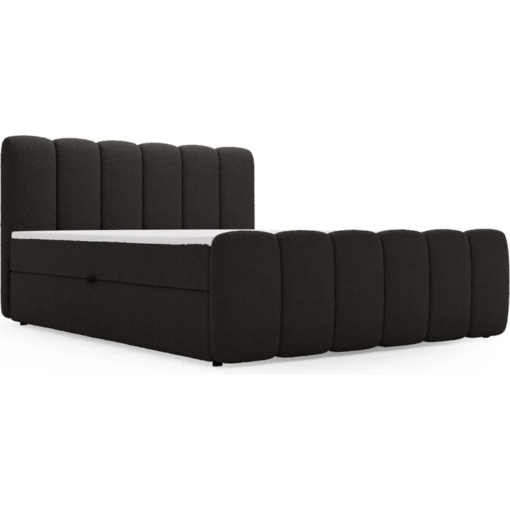 GRAINGOLD Cloud Boxspringbett 160x200, Bett mit Bettkasten, Bouclé-Stoff, mit Kopfteil, Schwarz – Bild 2