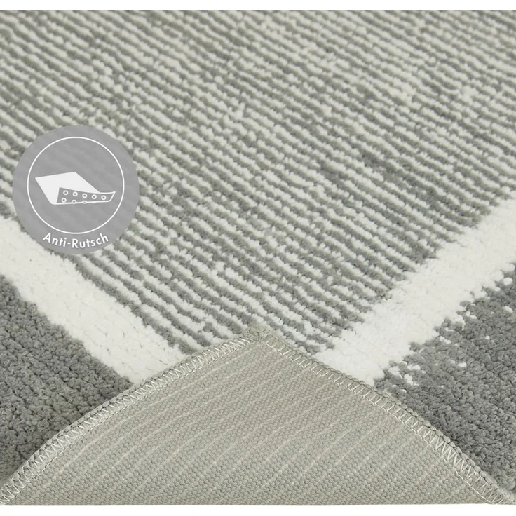 andiamo Badematte rutschfest Maui - Badezimmerteppich weich und flauschig - Duschvorleger für Badezimmer Badteppich rutschfest waschbar 60x100 cm Grau – Bild 3