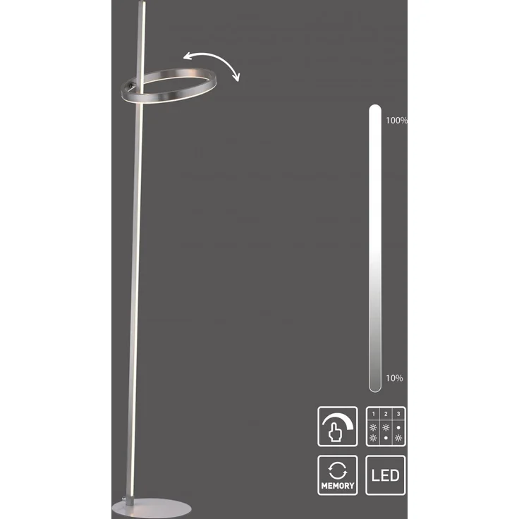 JUST LIGHT 15397-55 RITUS Stehleuchte stahl dimmbar, Touchdimmer – Bild 1